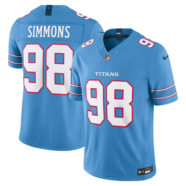 Tennessee Titans Jeffery Simmons Light Blue Team Vapor F.U.S.E. Stitched Limited Jersey