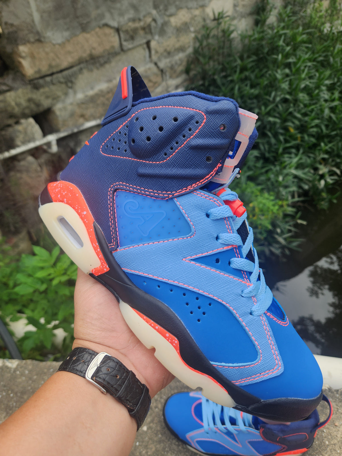 High Top Sneakers, Royal Blue Red Navy Colorway, Lettering Design, Lace Up Design, Casual Gift for Sneaker Fans