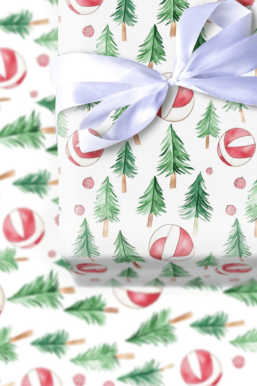 Watercolor Beach Ball Gift Wrap, Coastal Christmas Beach Wrapping Paper, Tropical Holiday Present Paper, Summer Xmas Wrapping