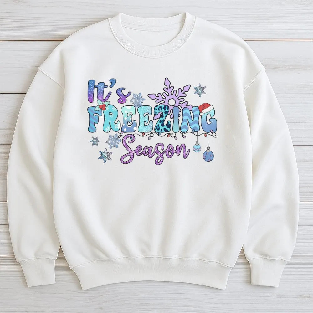 Snowflake Graphic Sweatshirt, It's Freezing Season Sweatshirt, Comfy Winter Holiday Crewneck, Christmas Winter Sweatshirt, Pr