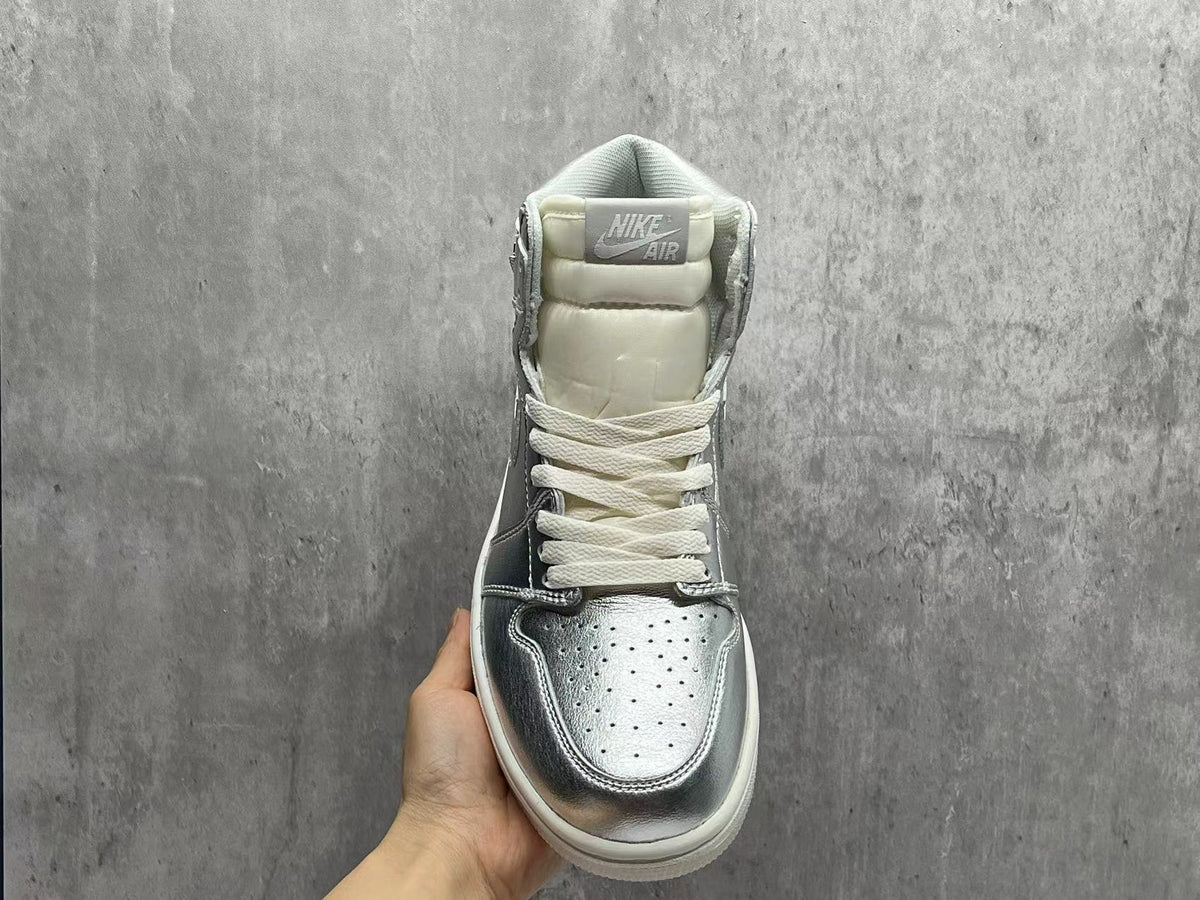 High Top Sneakers, Silver Colorway, Lace Up Design, Casual Gift for Sneaker Fans