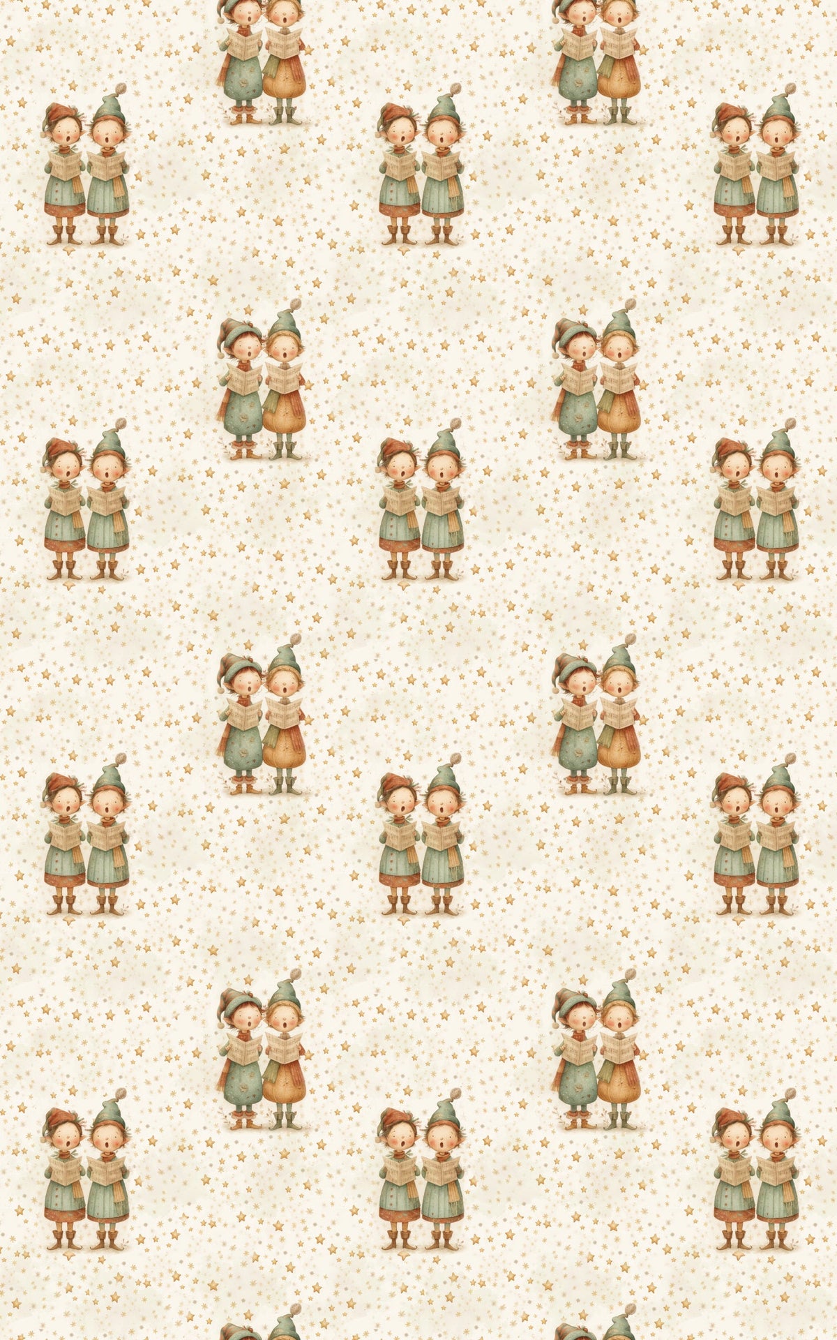 Vintage Christmas Caroler Gift Wrap, Starry Song Carolers Wrapping Paper, Starlit Winter Holiday Gift Wrapping Paper, Nostalg