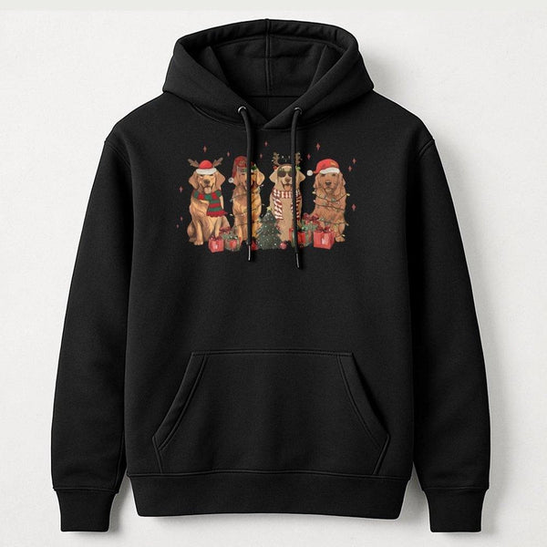 Dog Mom Christmas Hoodie, Golden Retriever Christmas Hoodie, Adorable Dog Lover Hooded Sweatshirt, Winter Pet Lover Hoodie, H