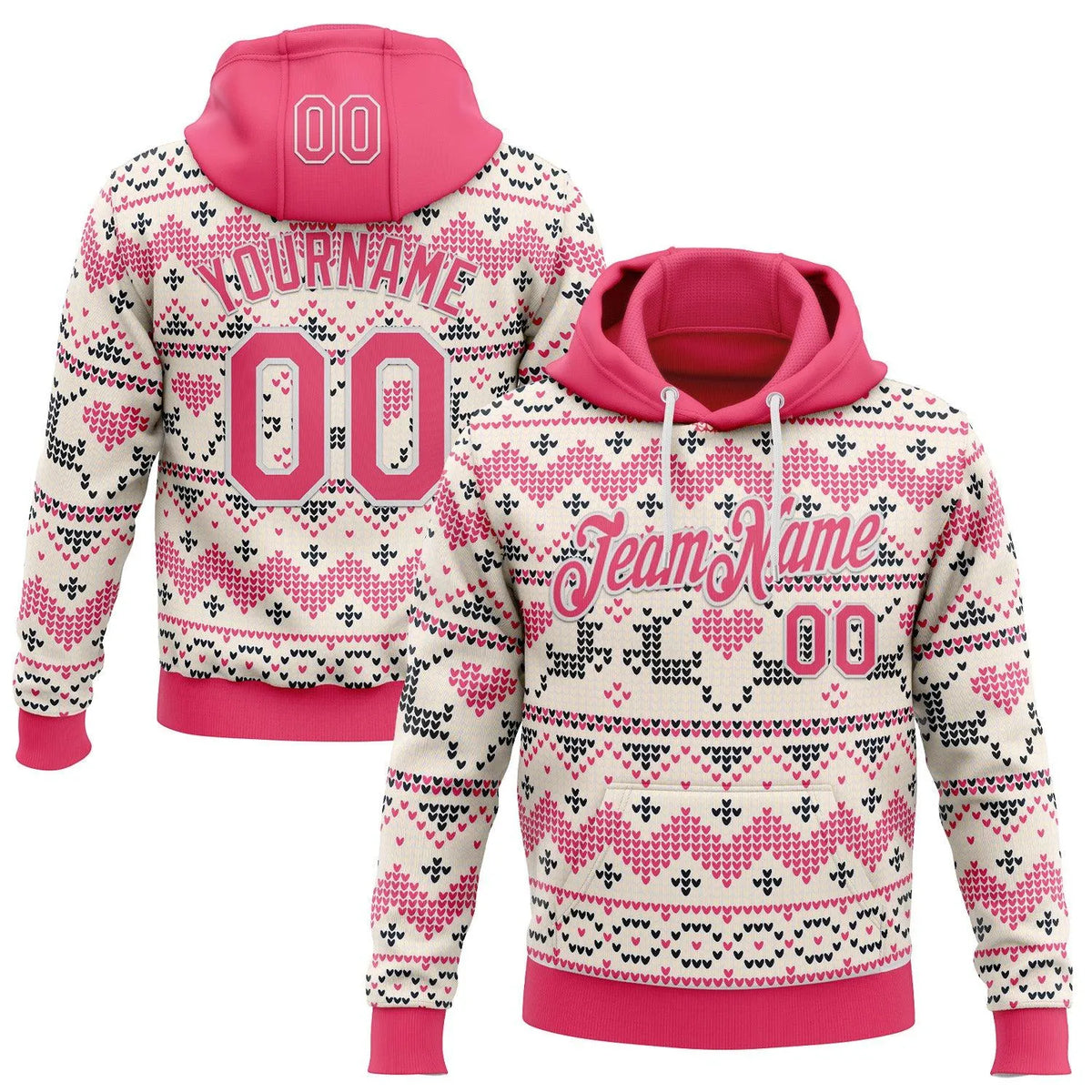 Personalized Name Number Xmas Pullover, Custom Christmas Ugly Sweater Hoodie, Holiday Pattern Sports Hoodie, Festive Fan Pres