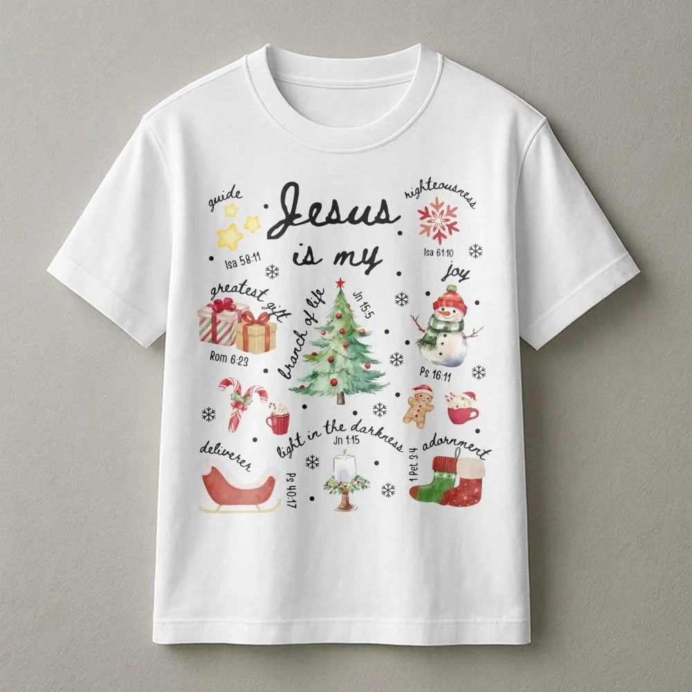 Christian Christmas Shirt, Jesus Is My Greatest Present T-Shirt, Bible Verse Tree Graphic Tee, Faith Holiday T-Shirt, Religio