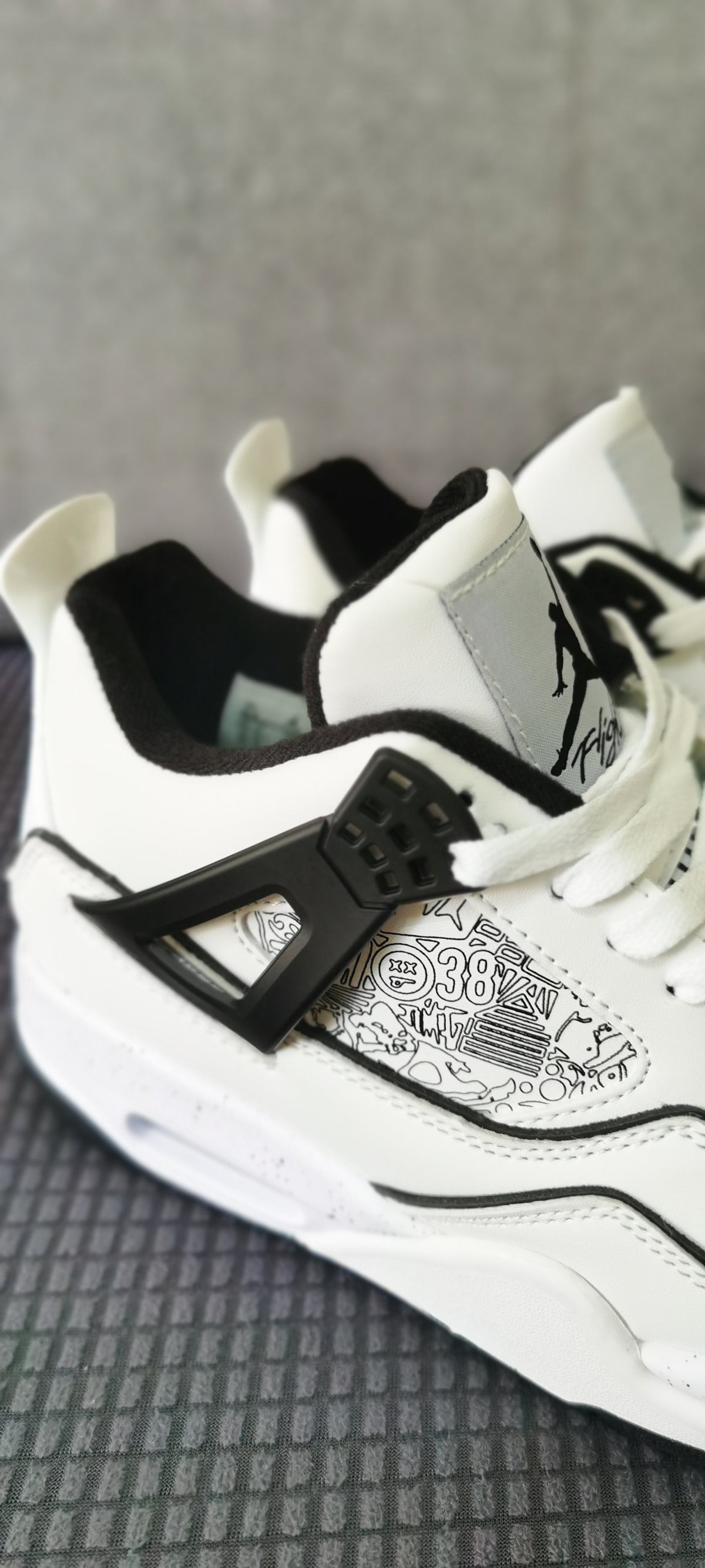 Basketball Shoes, White Black Colorway, Lace Up Design, Casual Gift for Shoe Lovers