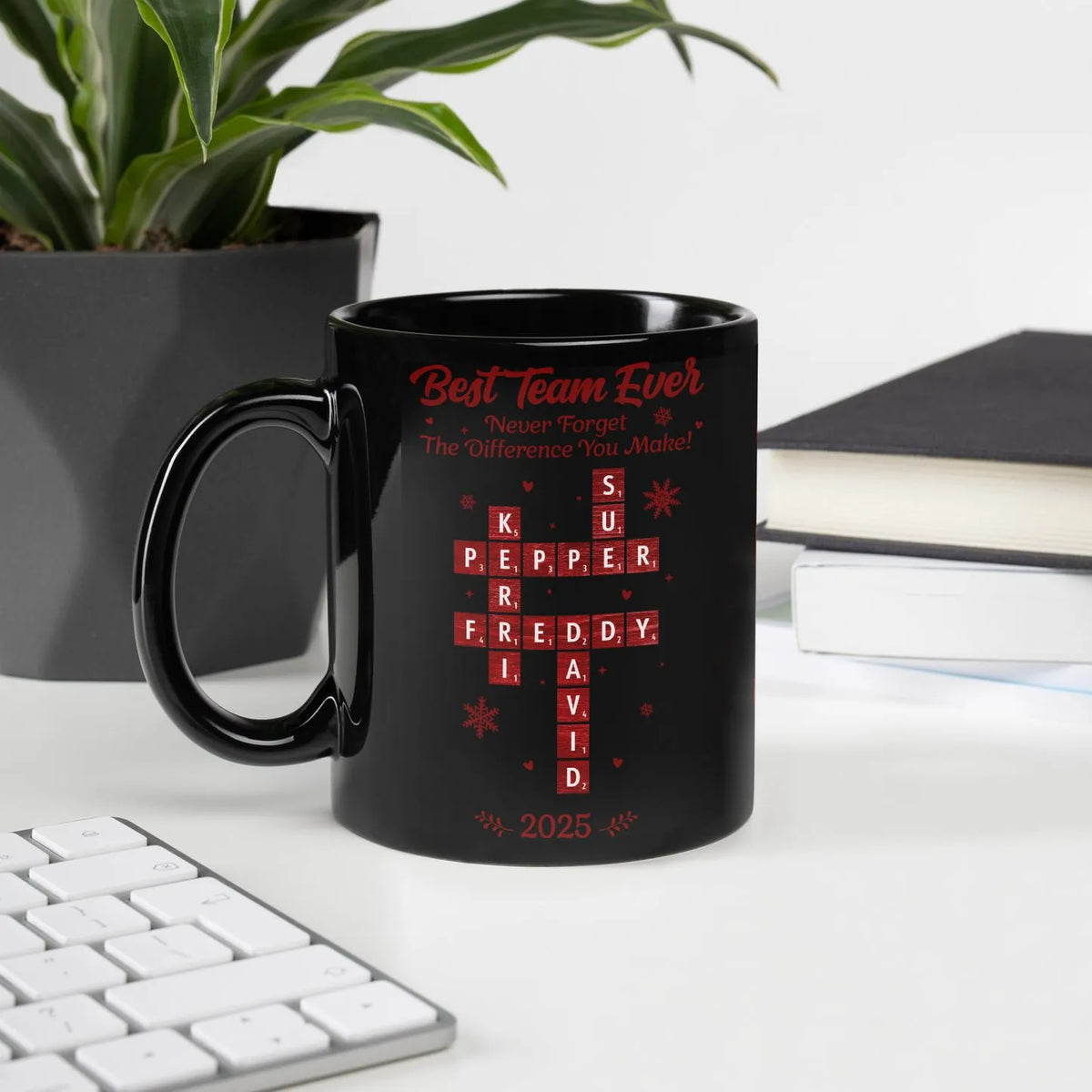 Custom Crossword Coworker Coffee Cup, Best Team Ever Appreciation Mug, Staff Recognition Mug, Christmas Thank You Present for
