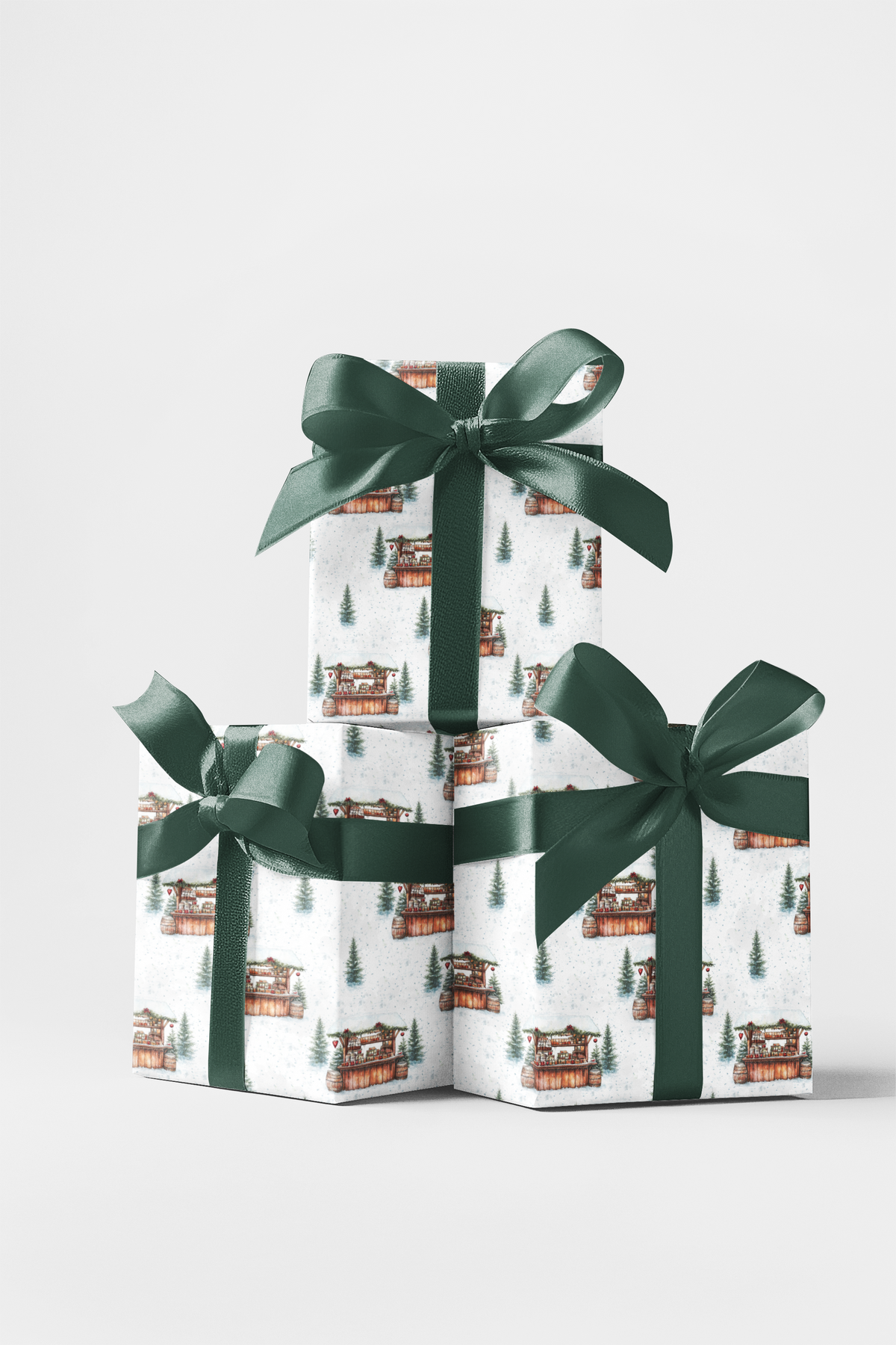 Holiday Market Gift Wrap, Winter Village Market Christmas Wrapping Paper, Christmas Town Present Wrap, Comfy Winter Festive G