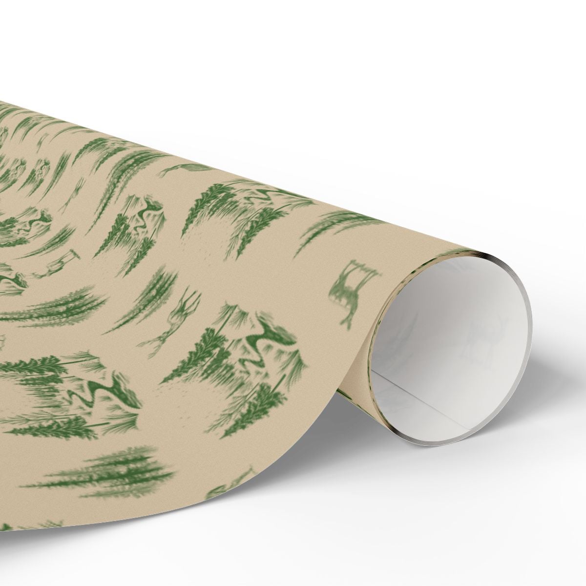 Deer Pine Tree Gift Wrap, Rustic Woodland Wrapping Paper, Forest Animal Christmas Present Paper, Nature Winter Wrapping Paper