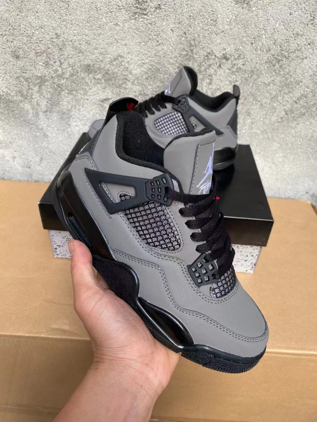 Mid Top Sneakers, Black Gray Colorway, Lace Up Design, Casual Gift for Sneaker Fans
