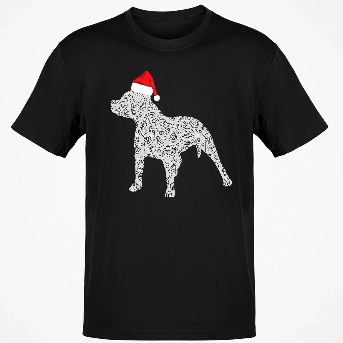 Festive Dog Lover Holiday Shirt, Pitbull Santa Hat Christmas T-Shirt, Adorable Xmas Pittie Graphic Tee, Winter Merry Christma