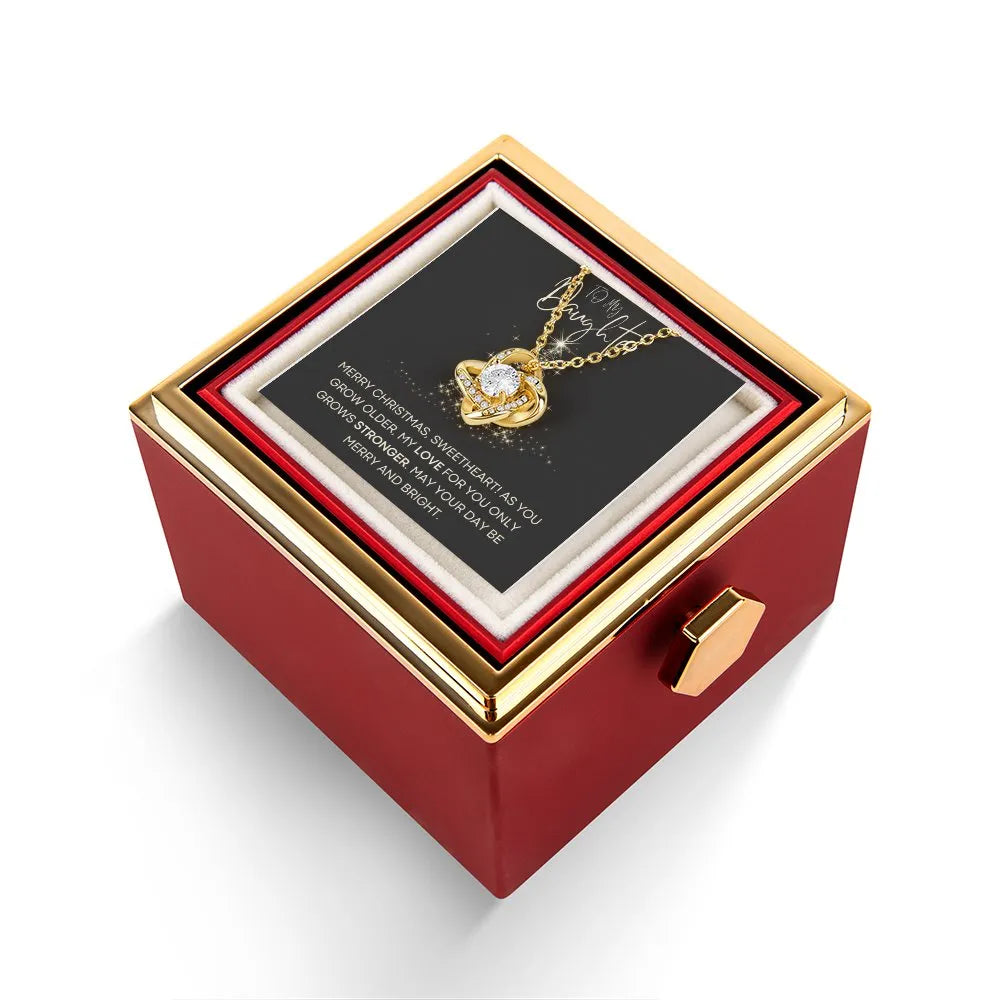CZ Crystal Daughter Pendant, To My Daughter Love Knot Necklace, Gold Finish Daughter Jewelry, Meaningful Christmas Present fr