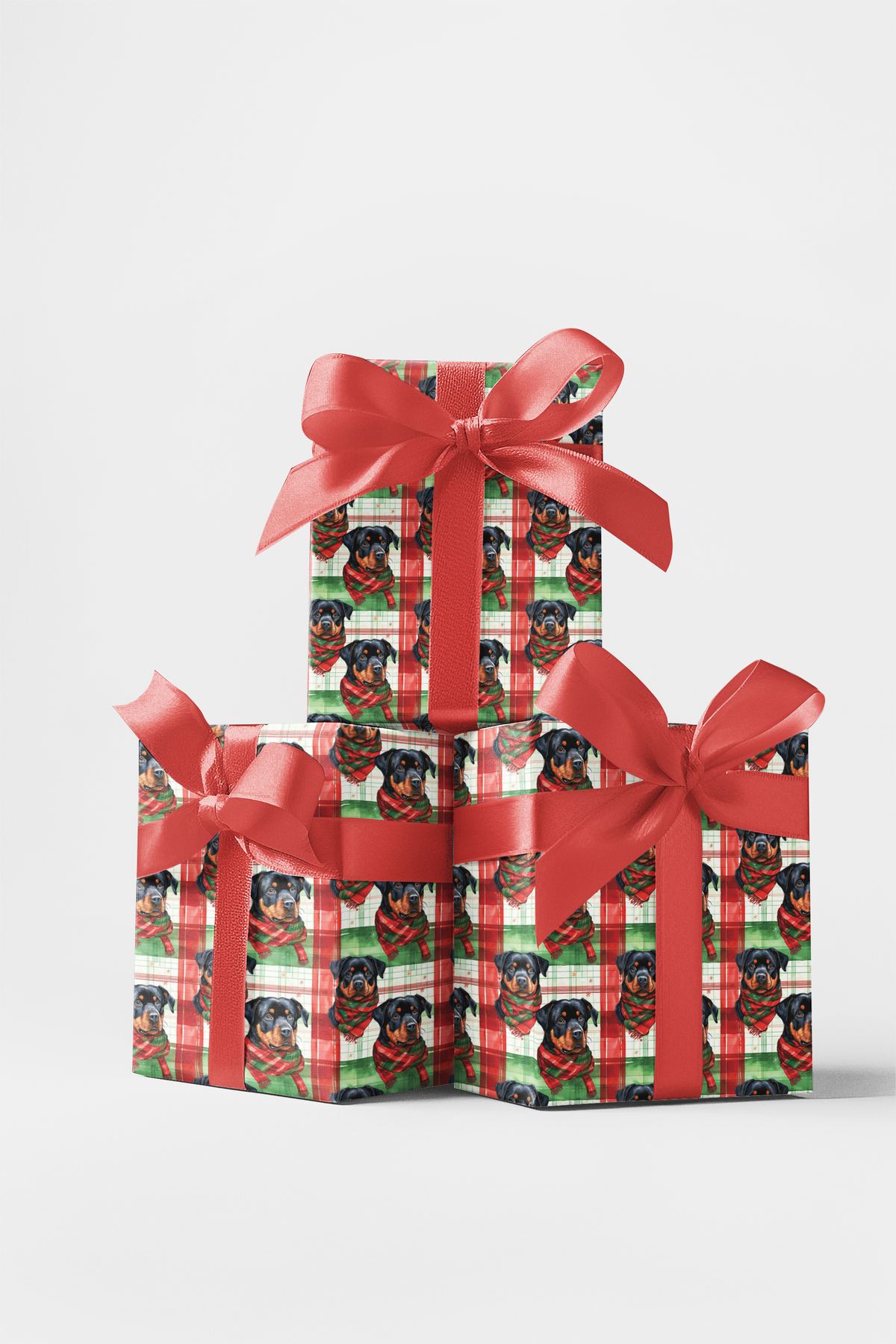 Plaid Dog Holiday Wrapping Paper, Rottweiler Christmas Wrapping Paper, Festive Winter Puppy Gift Wrapping Paper, Xmas Dog Lov