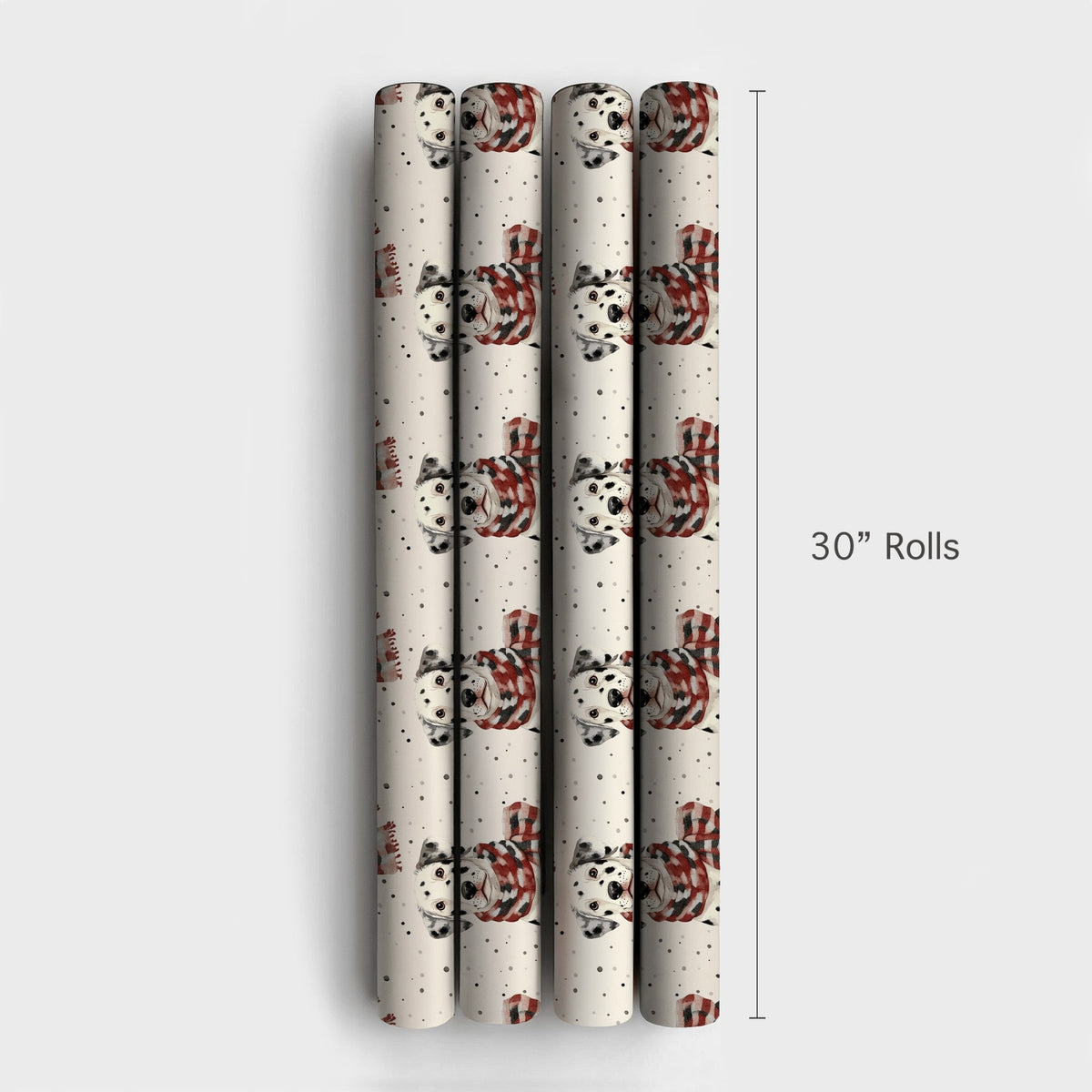 Plaid Scarf Puppy Gift Wrap, Dalmatian Dog Wrapping Paper, Watercolor Dog Wrapping Paper, Adorable Holiday Gift Wrap, Christm