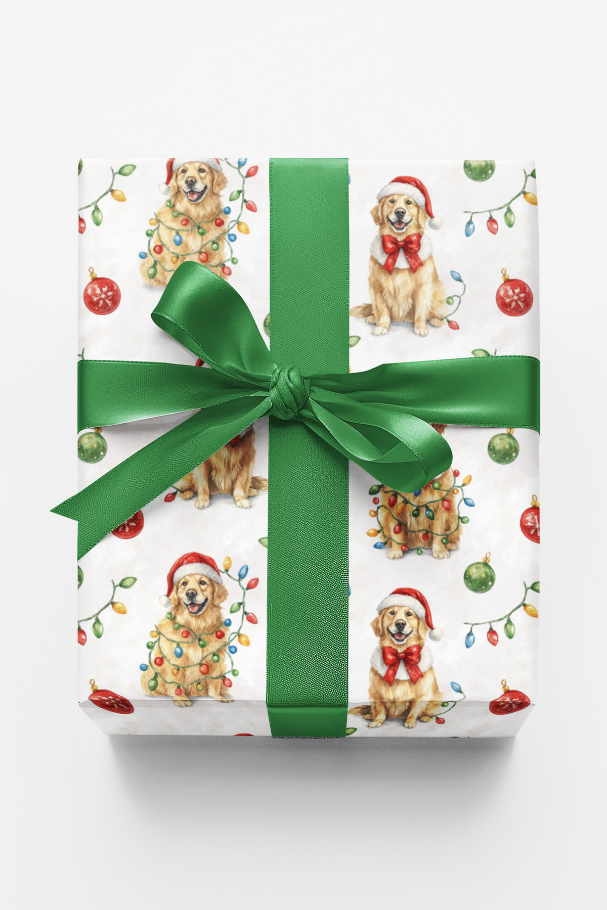 Santa Dog Wrapping Paper, Golden Retriever Christmas Wrapping Paper, Holiday Puppy Gift Wrap, Dog Lover Wrapping Paper, Adora