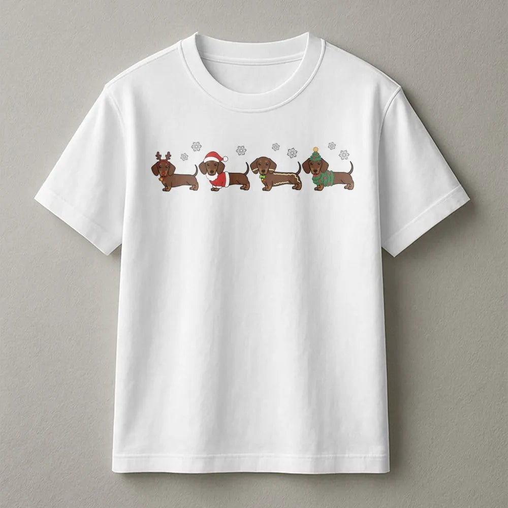 Adorable Wiener Dog Holiday Shirt, Dachshund Christmas T-Shirt, Retro Xmas Dog Graphic Tee, Humorous Pet Lover Apparel, Prese