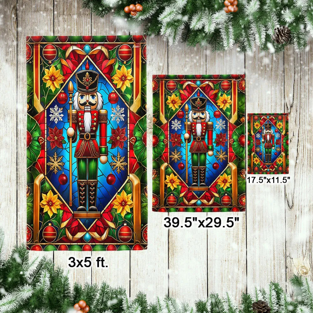 Double Sided Holiday Soldier Yard Flag, Christmas Nutcracker Garden Flag, Festive Winter Seasonal Flag, Xmas Yard Porch Decor