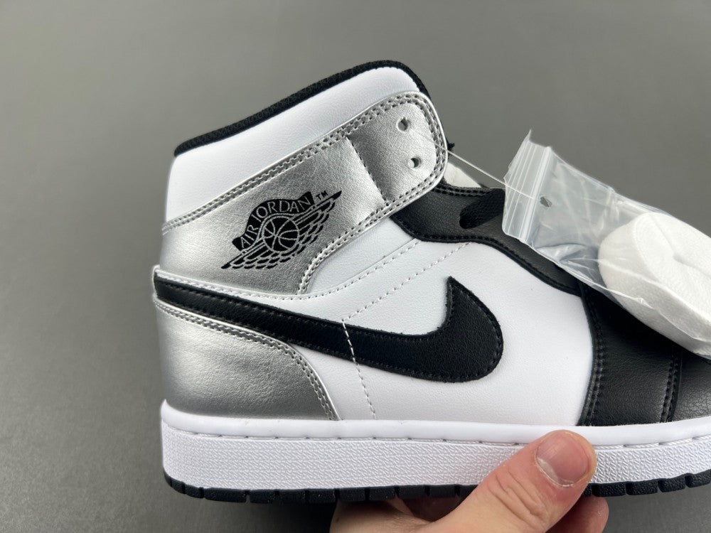 Mid Top Sneakers, White Black Silver Colorway, Lace Up Design, Casual Gift for Sneaker Fans