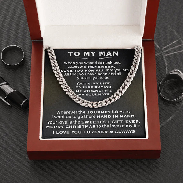 Stainless Steel Mens Chain Necklace, Cuban Link Chain Necklace for Husband, Romantic Boyfriend Necklace, Christmas Jewelry Pr