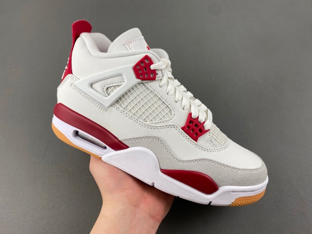 Low Top Sneakers, White Red Gray Colorway, Suede Footwear, Lace Up Design, Casual Gift for Sneaker Fans