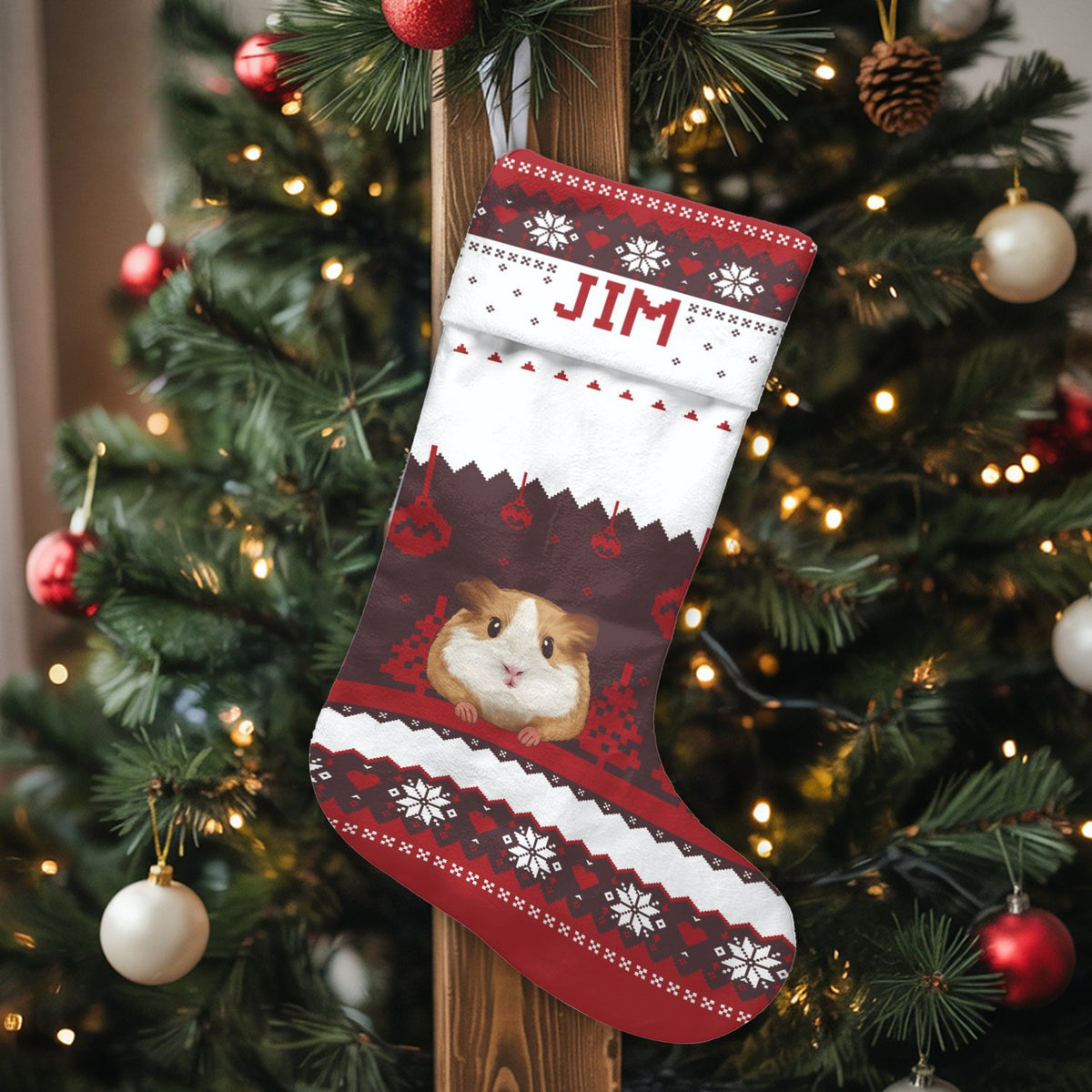 Adorable Pet Holiday Stocking, Guinea Pig Christmas Stocking, Personalized Christmas Stocking