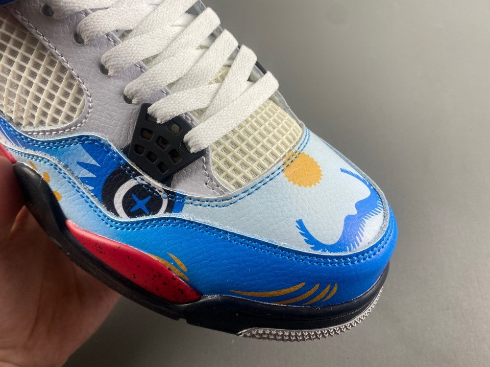 Low Top Sneakers, Blue White Red Colorway, Mismatched Colorway, Lace Up Design, Casual Gift for Sneaker Fans