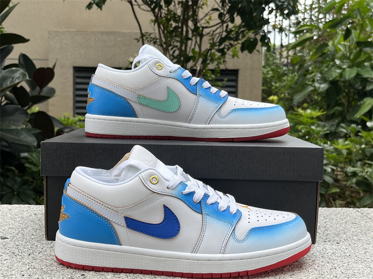 Low Top Sneakers, Blue White Colorway, Lace Up Design, Casual Gift for Sneaker Fans