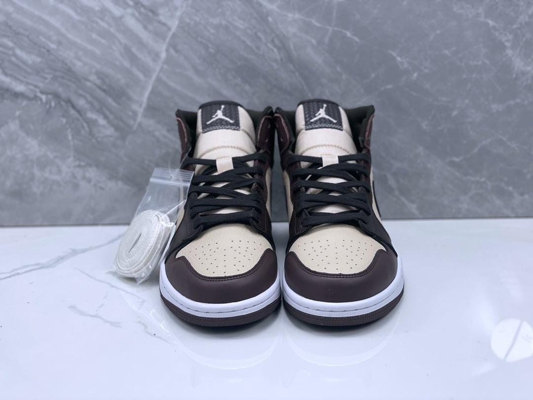 Mid Top Sneakers, Beige Black Colorway, Lace Up Design, Casual Gift for Sneaker Fans