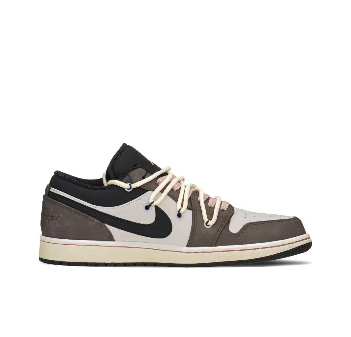Low Top Sneakers, Brown Colorway, Valentine Design, Lace Up Design, Casual Gift for Sneaker Fans