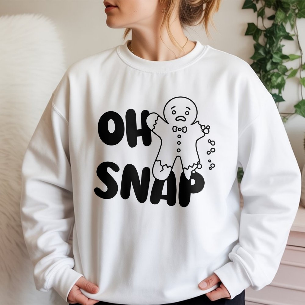 Humorous Broken Gingerbread Man Crewneck, Oh Snap Gingerbread Sweatshirt, Adorable Christmas Gingerbread Pullover, Holiday Co