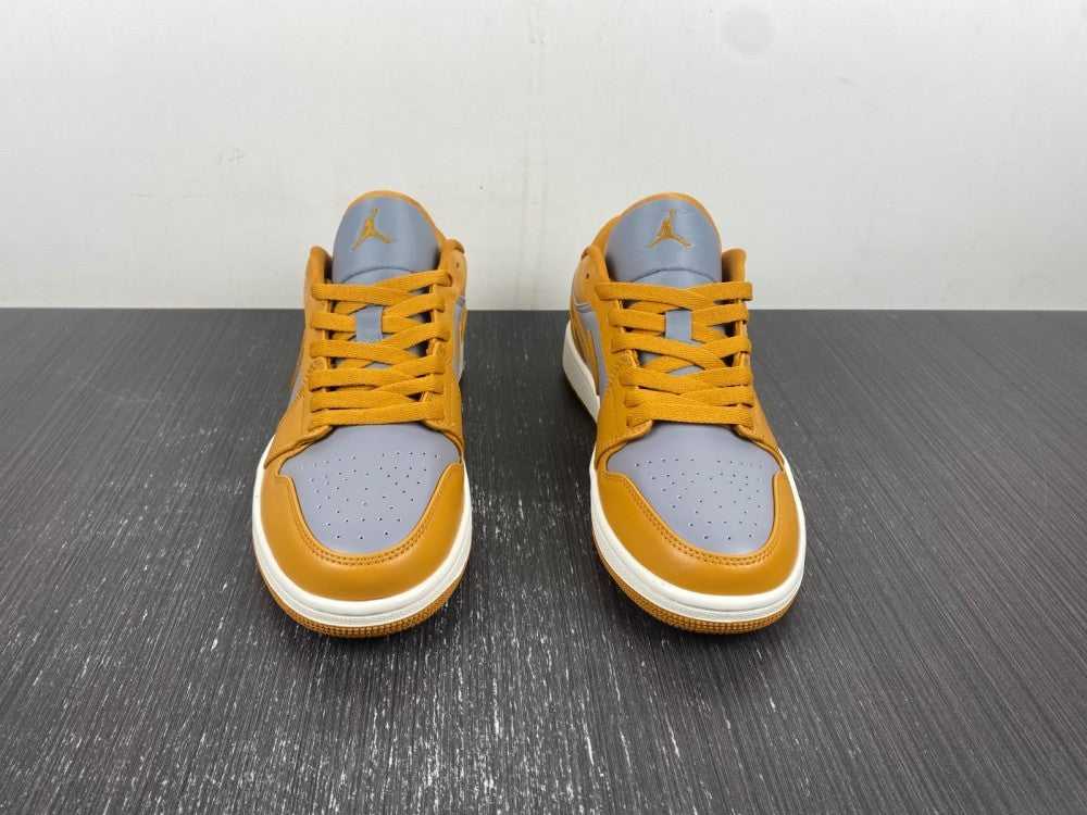 Low Top Sneakers, Yellow Gray Colorway, Lace Up Design, Casual Gift for Sneaker Fans
