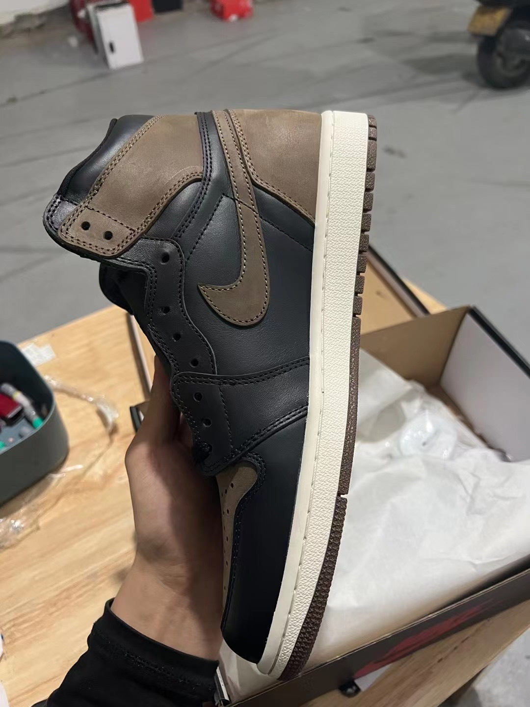 High Top Sneakers, Black Brown Colorway, Leather Footwear, Lace Up Design, Casual Gift for Sneaker Fans