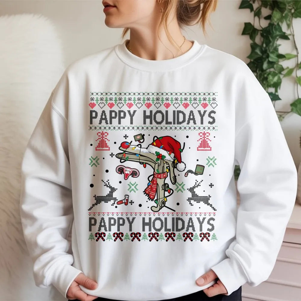 Humorous OBGYN Christmas Sweatshirt, Pappy Holidays Speculum Sweatshirt, Ugly Sweater Medical Crewneck, Doctor Nurse Holiday 