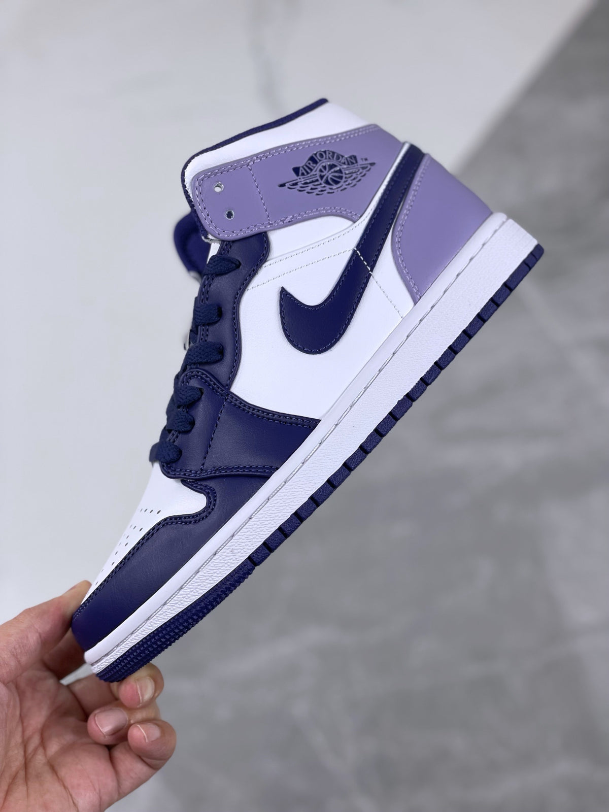 Mid Top Sneakers, White Purple Colorway, Lace Up Design, Casual Gift for Sneaker Fans
