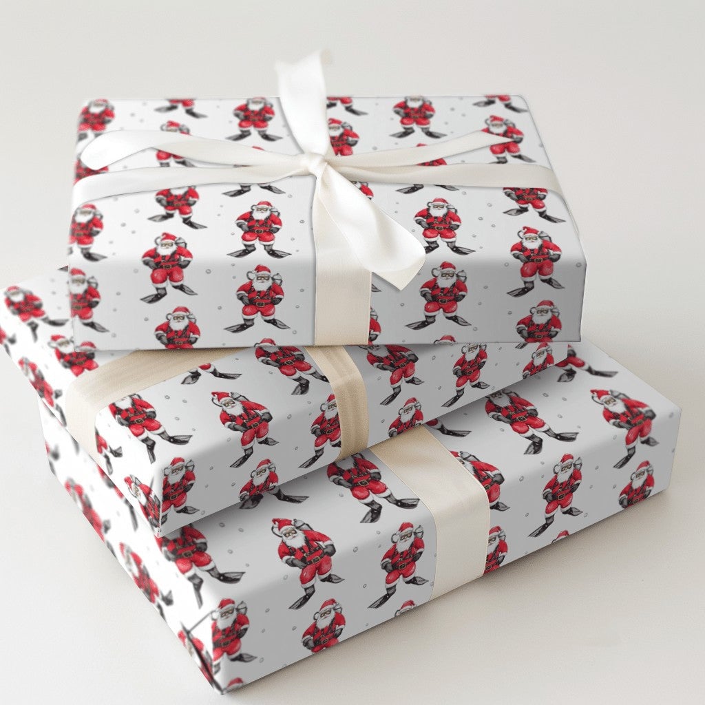Underwater Christmas Gift Wrap, Scuba Diving Santa Wrapping Paper, Humorous Diver Holiday Wrapping Paper, Ocean Theme Christm