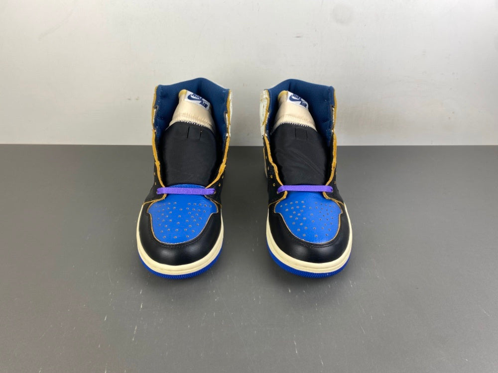 High Top Sneakers, Blue White Black Purple Colorway, Lace Up Design, Casual Gift for Sneaker Fans