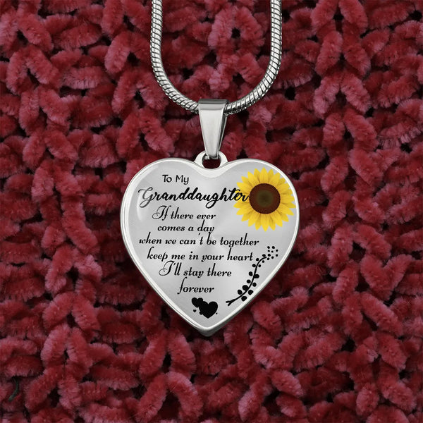 Granddaughter Love Pendant Necklace, To My Granddaughter Heart Necklace, Surgical Steel Heart Necklace, Birthday Christmas Pr