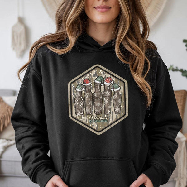 Camo Duck Hunting Hoodie, Duck Call Christmas Hoodie, Hunting Graphic Sweatshirt, Winter Outdoor Hunter Hoodie, Christmas Out