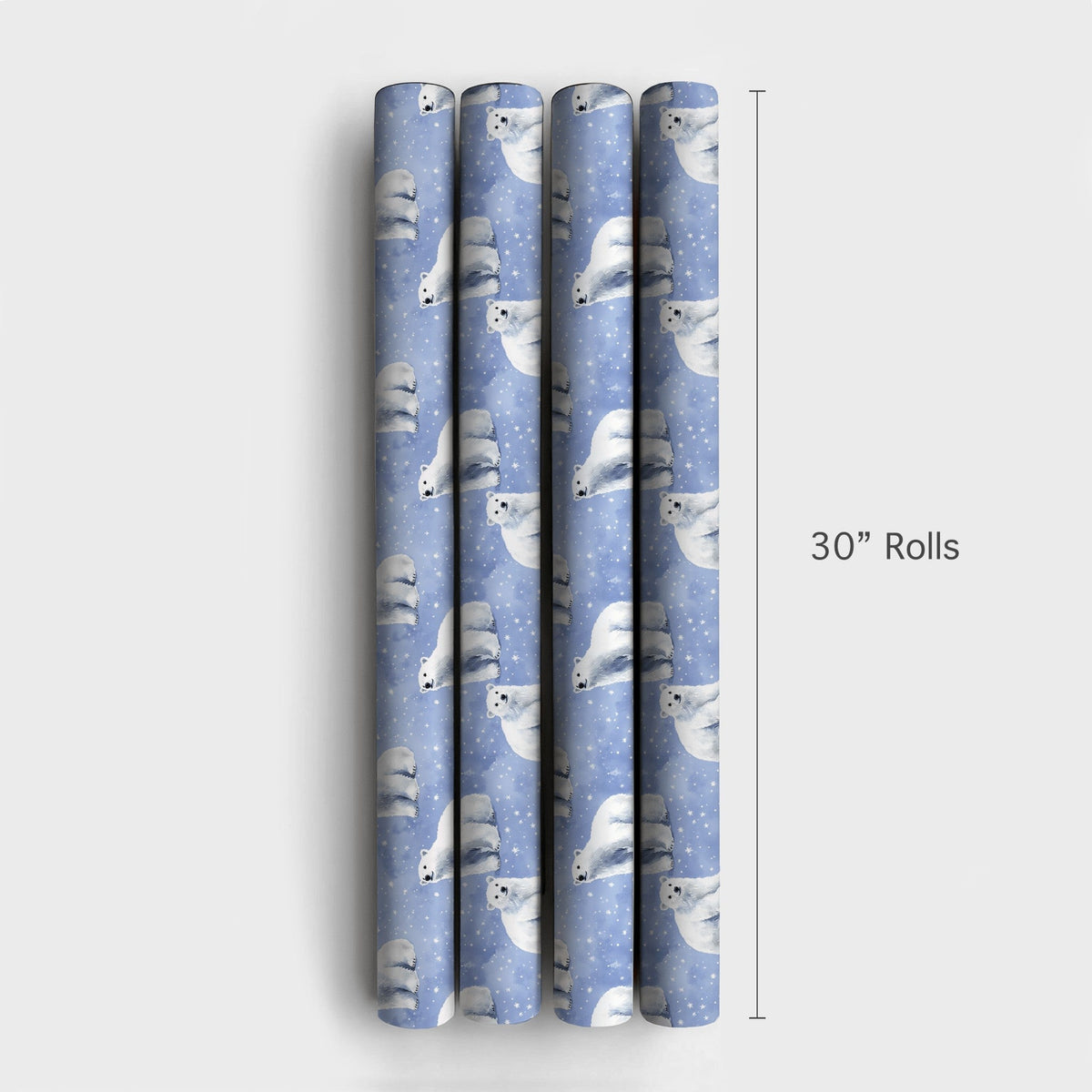 Snowy Night Polar Bear Gift Wrap, Polar Bear Christmas Wrapping Paper, Winter Wildlife Wrapping Paper, Holiday Present Wrappi
