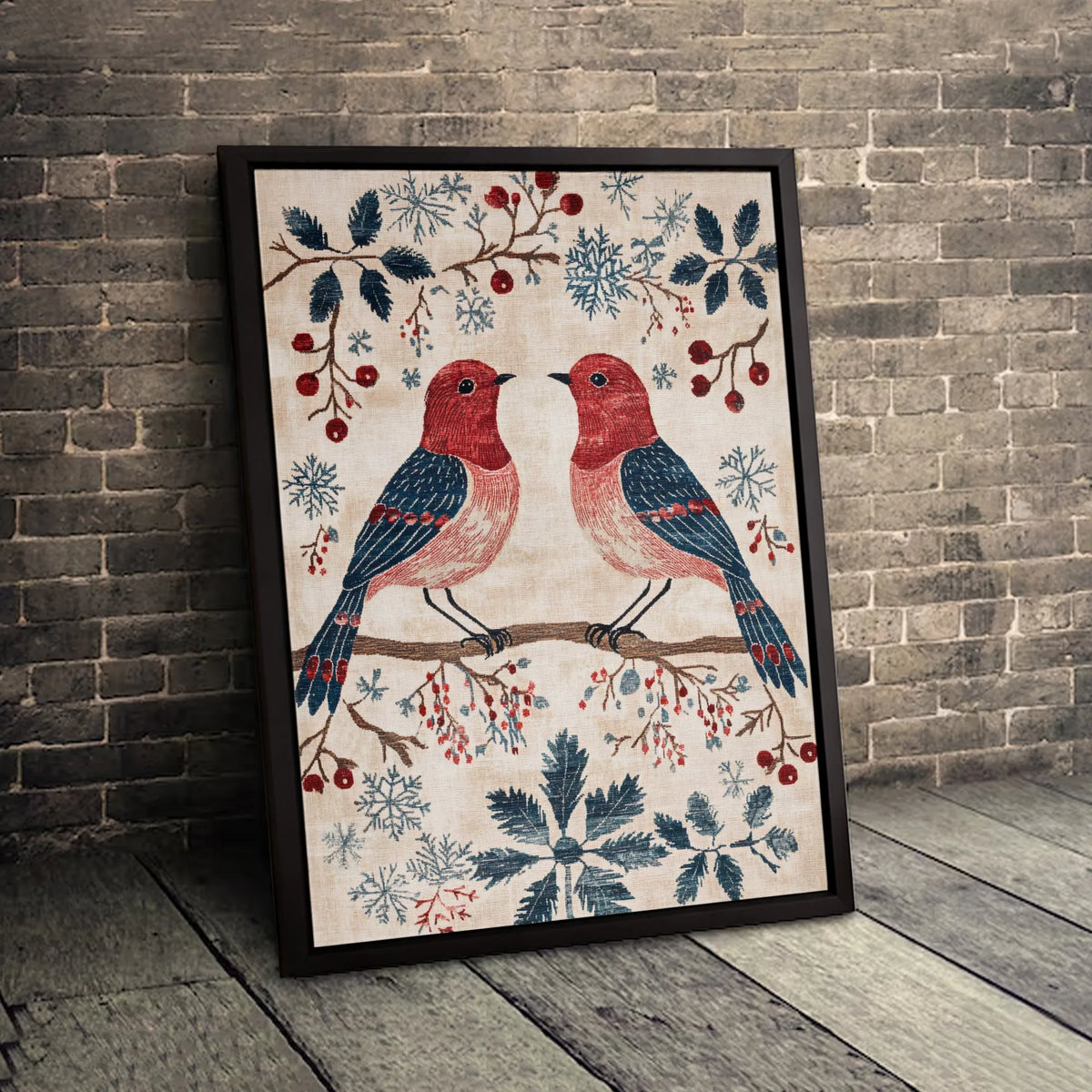 Rustic Red Bird Poster, Winter Cardinal Canvas Wall Art, Christmas Bird Canvas Art, Farmhouse Bird Wall Art, Nature Printable