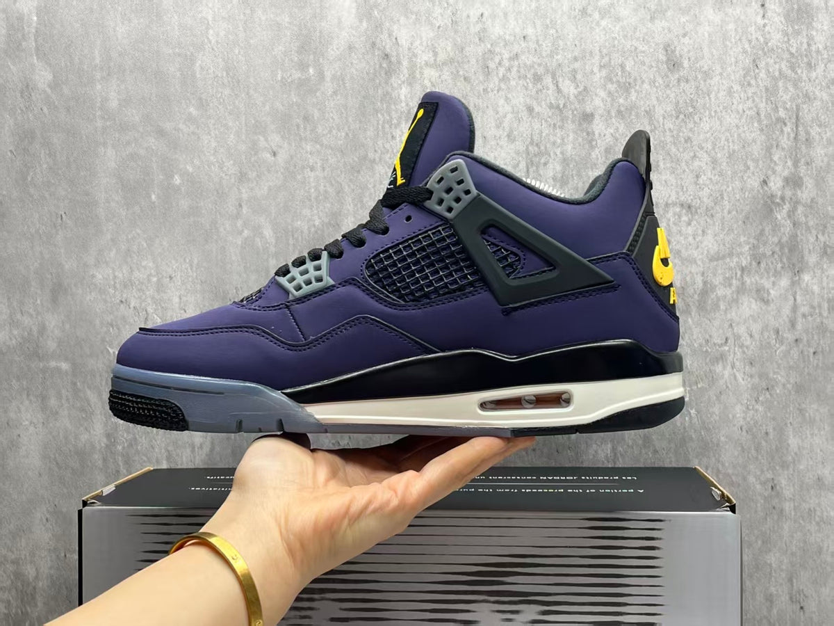 Mid Top Sneakers, Purple Gold Colorway, Lace Up Design, Casual Gift for Sneaker Fans