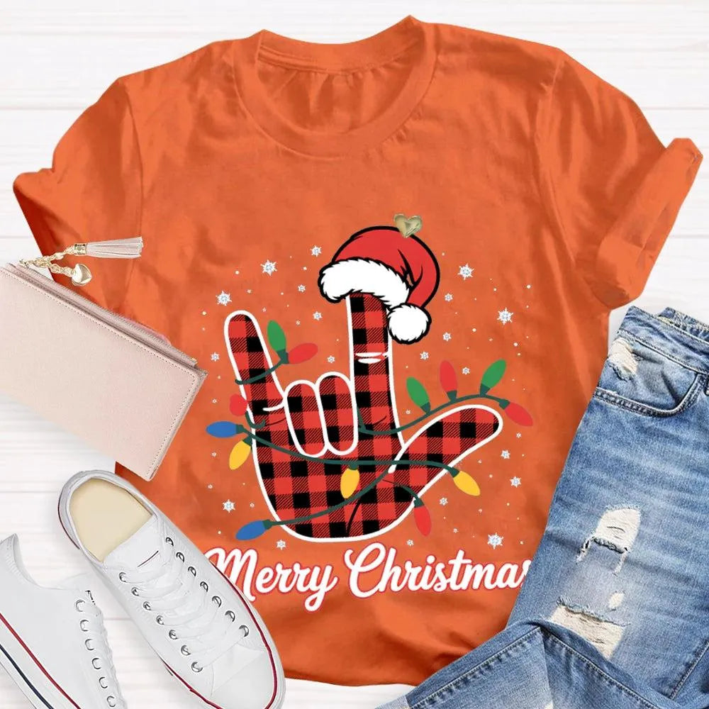 Festive Holiday Lights Shirt, Christmas Santa Hats and Lights T-Shirt, Adorable Xmas Graphic Tee, Comfy Winter Holiday Shirt,