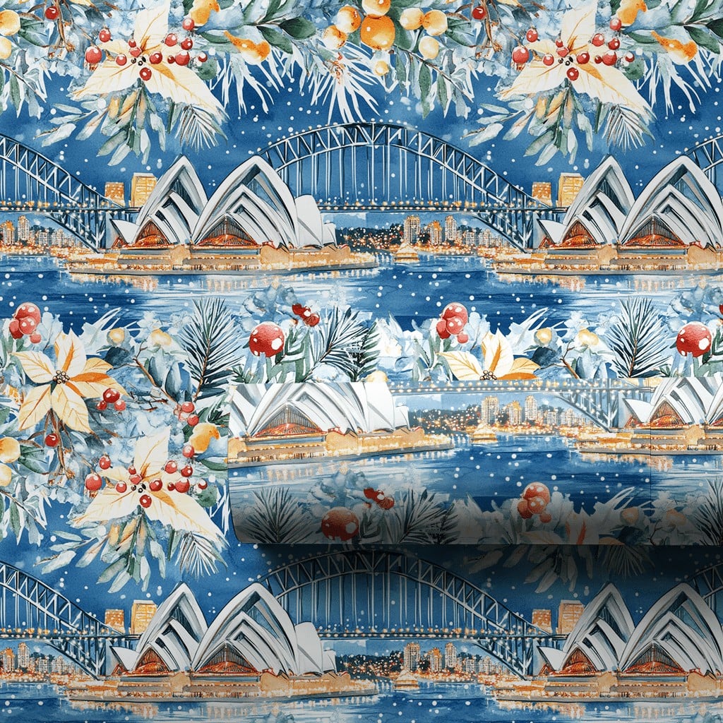 Australian Landmark Gift Wrap, Sydney Opera House Christmas Wrapping Paper, Harbour Bridge Wrapping Paper, Australia Holiday 