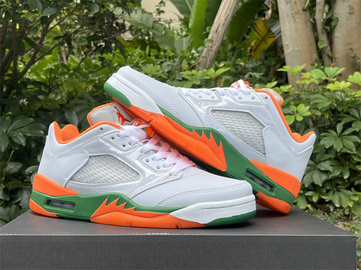 Low Top Sneakers, White Green Orange Colorway, Lace Up Design, Casual Gift for Sneaker Fans