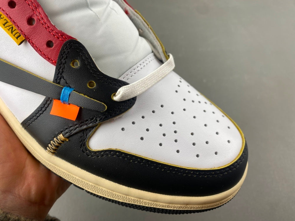 Low Top Sneakers, White Black Red Colorway, Leather Footwear, Reverse Hook Design, Lace Up Design, Casual Gift for Sneaker Fans