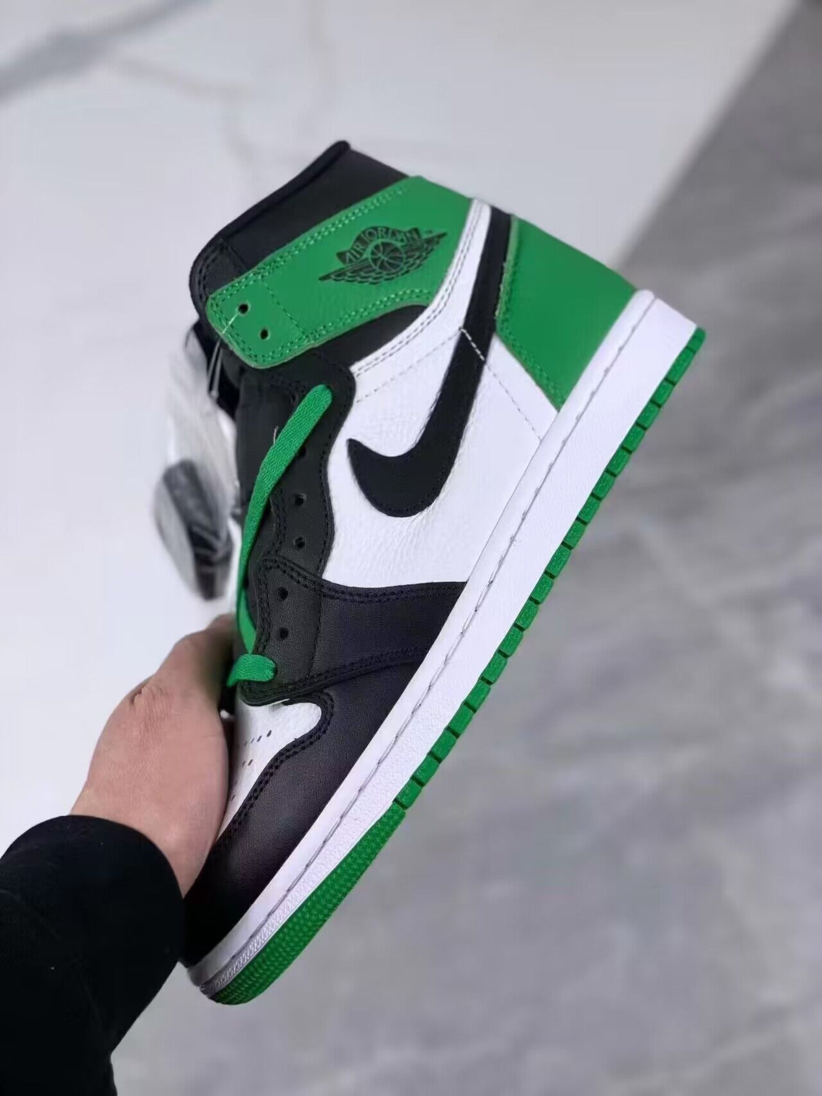 High Top Sneakers, White Black Green Colorway, Lace Up Design, Casual Gift for Sneaker Fans