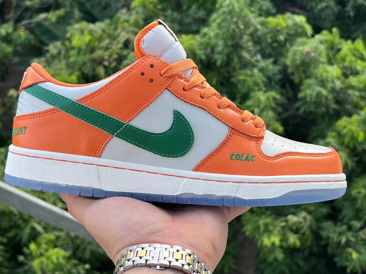 Low Top Sneakers, Orange Teal White Colorway, Lace Up Design, Casual Gift for Sneaker Fans