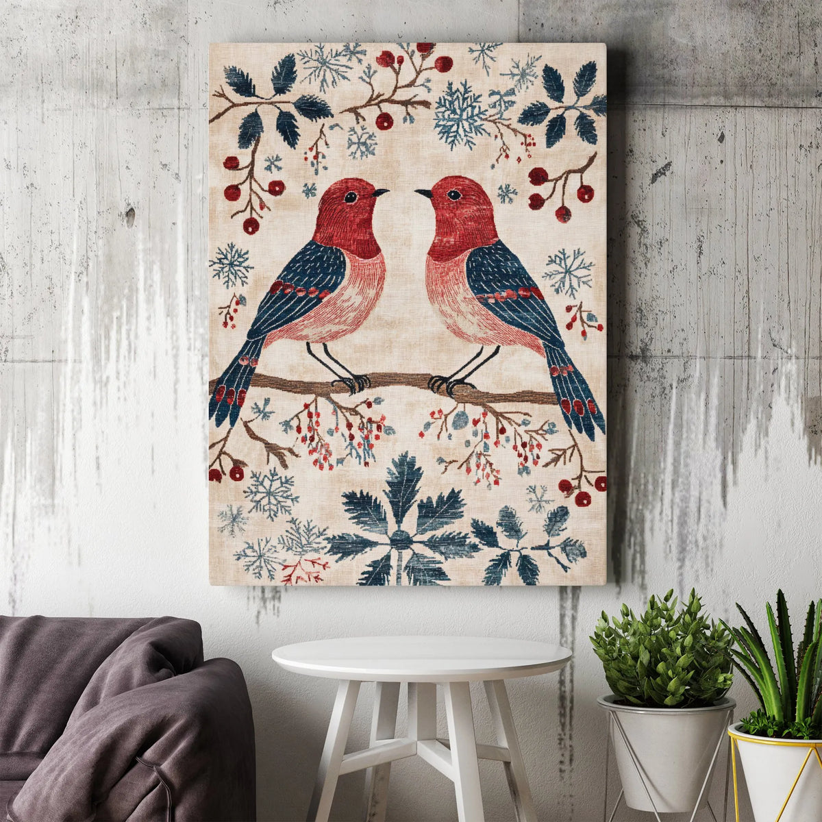Rustic Red Bird Poster, Winter Cardinal Canvas Wall Art, Christmas Bird Canvas Art, Farmhouse Bird Wall Art, Nature Printable