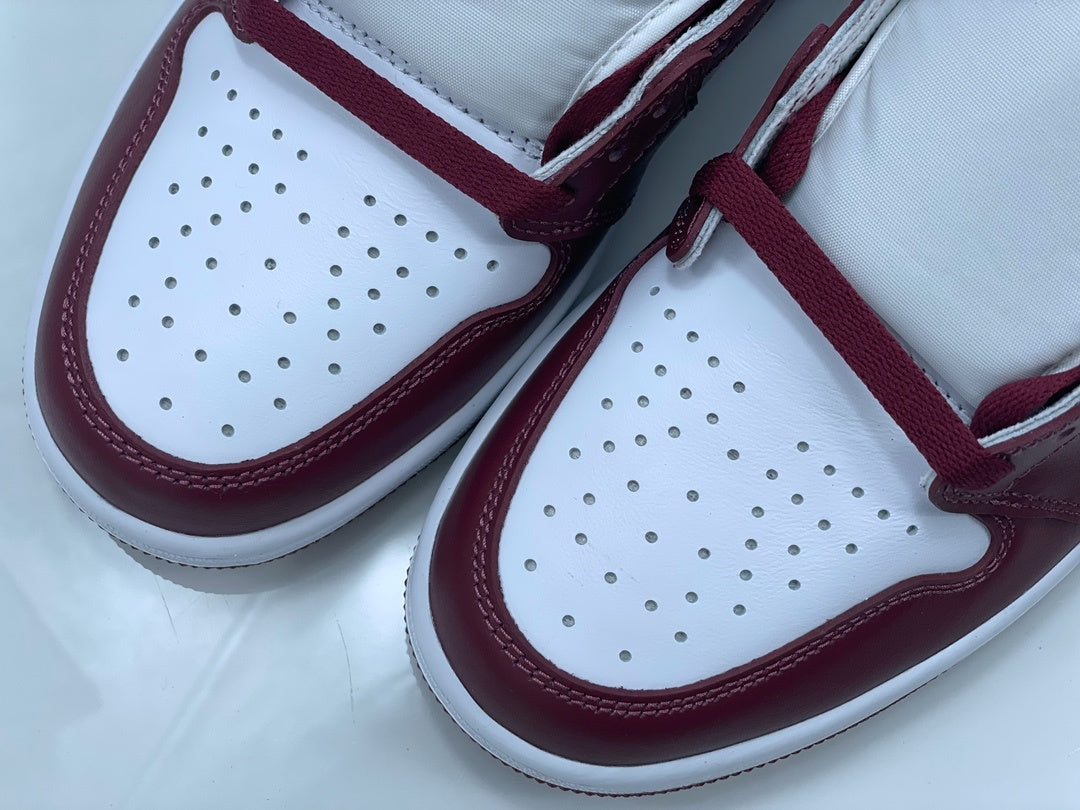 Basketball Shoes, White Burgundy Colorway, Retro, High Top, Lace Up Design, Casual Gift for Shoe Lovers