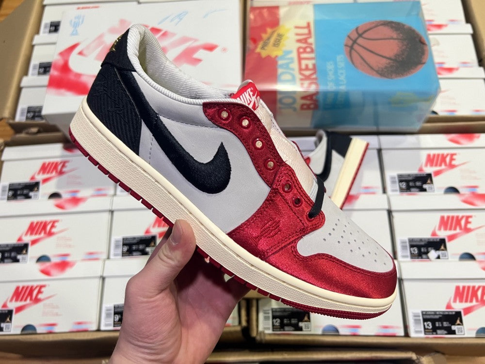 Low Top Sneakers, White Red Colorway, Lace Up Design, Casual Gift for Sneaker Fans